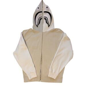 XL Bape Relaxed Fit White Beige Shark Hoody WGM